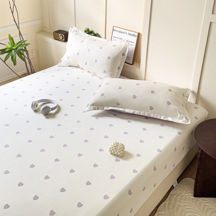 91家纺网 家纺一手货源 找家纺 朵朵家纺 2025新款亲肤棉芦荟棉床笠单床笠，磨毛床笠，印花床笠（可定制尺寸 ） 爱心灰