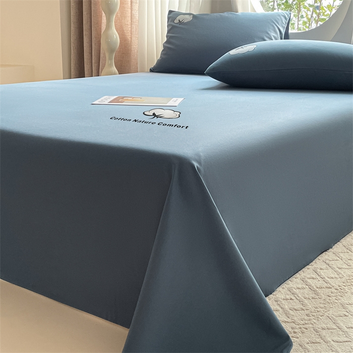 91家纺网 家纺一手货源 找家纺 布卢姆床垫 2025新款全棉纯棉烫画全棉老粗布床单凉席 棉朵-藏蓝