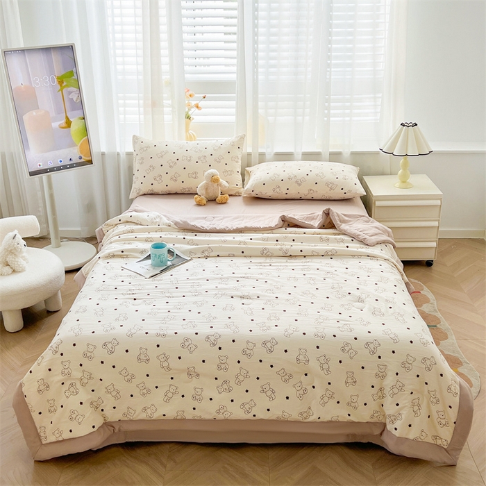 91家纺网 家纺一手货源 找家纺 美梦里 2025新款A类水洗棉棉花夏被 夏凉被空调被 小熊星愿