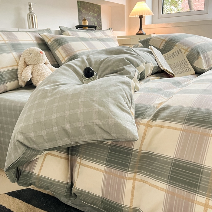 91家纺网 家纺一手货源 找家纺 吉象2025新款全棉印花北欧极简四件套系列 布里克