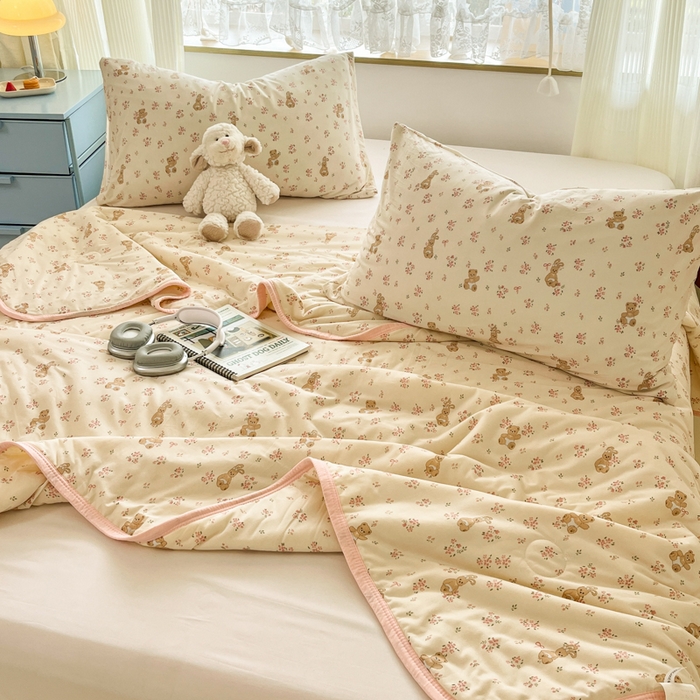 91家纺网 家纺一手货源 找家纺 葡萄家 2025新款A类母婴级大豆纤维牛奶丝针织棉夏凉被空调被-系列二 花粉