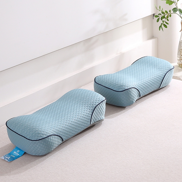 91家纺网 家纺一手货源 找家纺 纽乐家纺 2025新款夏凉凉感丝记忆棉护颈枕头华夫格凉豆豆骨型记忆棉枕头枕芯 骨型记忆棉枕-蓝色 42x20cm/只