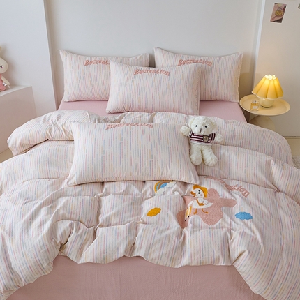 爱思佳2025新款全棉双层纱毛巾绣系列四件套 旅行鸭