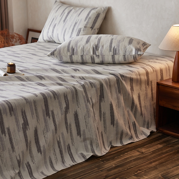 91家纺网 家纺一手货源 找家纺 千朵森2025新款A类全棉老粗布床单三件套 山光