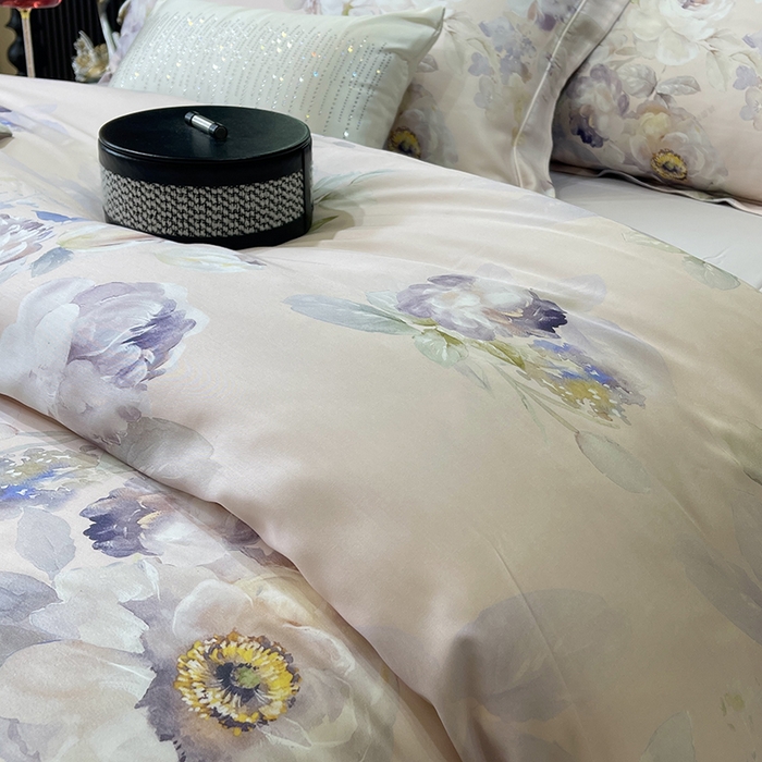 91家纺网 家纺一手货源 找家纺 莱豫2025新款50支莱赛尔天丝四件套 紫雾