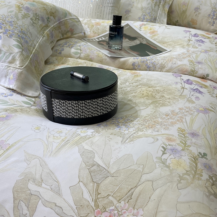 91家纺网 家纺一手货源 找家纺 莱豫2025新款50支莱赛尔天丝四件套 遇春雪米