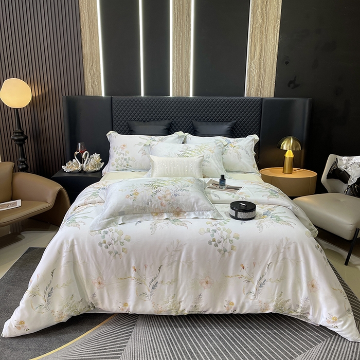 91家纺网 家纺一手货源 找家纺 莱豫2025新款50支莱赛尔天丝四件套 花岛邮局