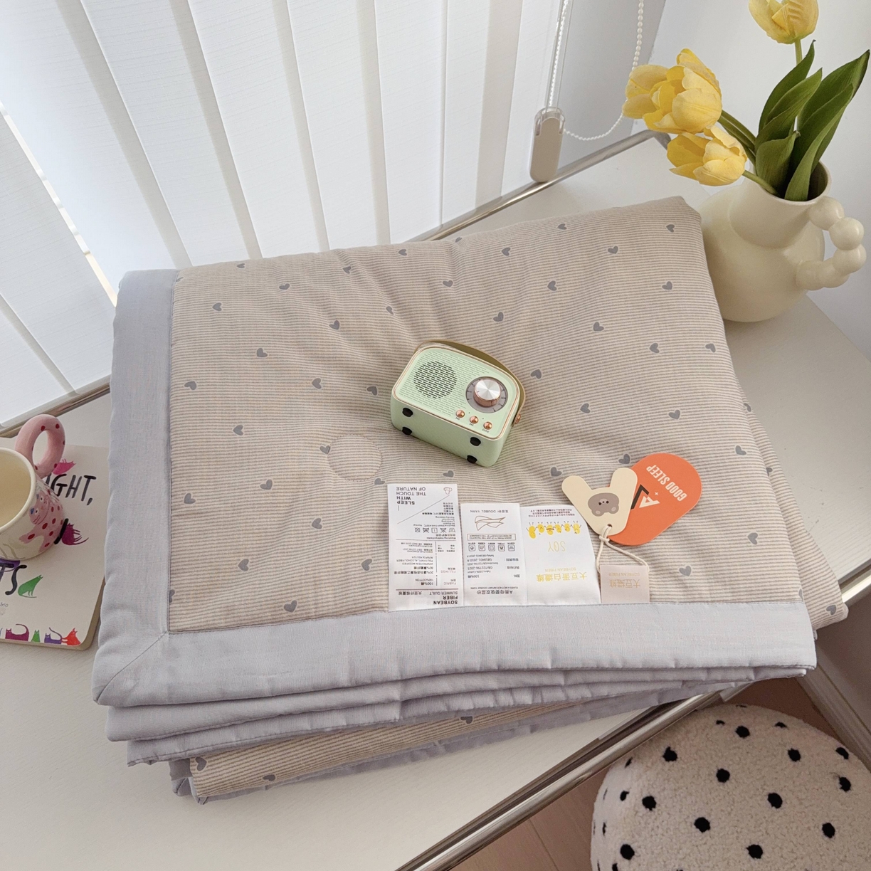 91家纺网 家纺一手货源 找家纺 于果 2025新款全棉双层纱夏被四件套 简单爱