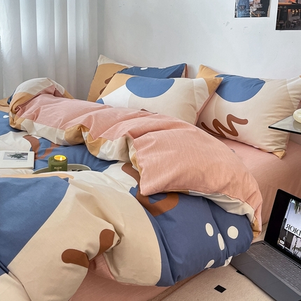 吉象2025新款全棉印花北欧极简四件套系列 悉尼豆沙（风格一）