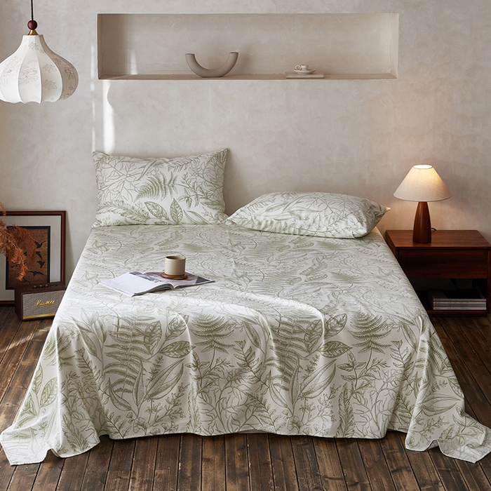 91家纺网 家纺一手货源 找家纺 千朵森2025新款A类全棉老粗布床单三件套 时节