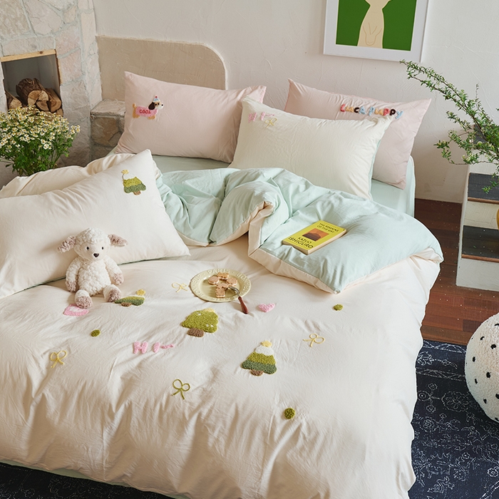 91家纺网 家纺一手货源 找家纺 （总）鑫喜莱家纺 2025新款水洗棉毛巾绣四件套场景二【全系图有买家秀文件】