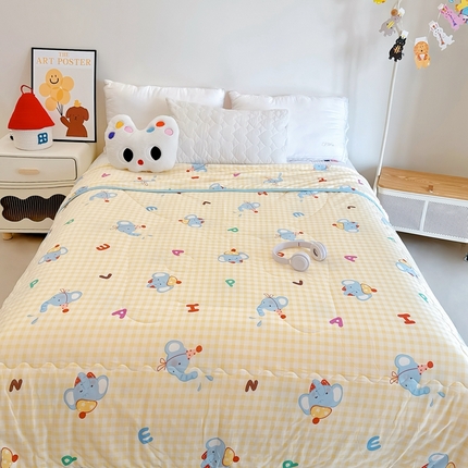 兜米  2025夏季A类针织棉夏凉被小清新卡通双面针织棉空调被子被芯 字母小象