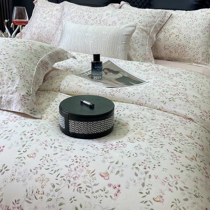 91家纺网 家纺一手货源 找家纺 莱豫2025新款50支莱赛尔天丝四件套 禾暮粉