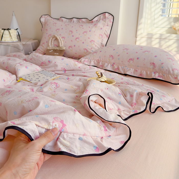 91家纺网 家纺一手货源 找家纺 慕尚 2025新款云感棉花边夏凉被空调被 草莓美乐蒂