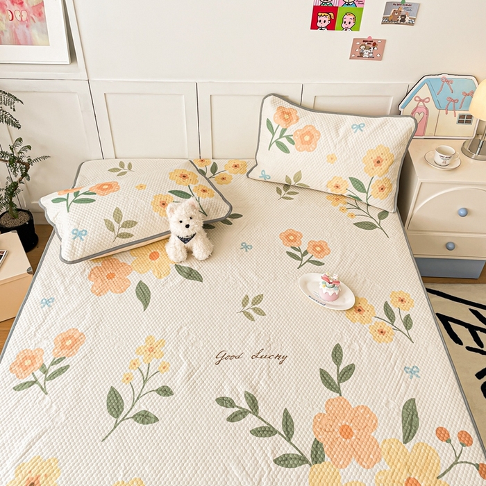 91家纺网 家纺一手货源 找家纺 川悦生活 2025新款大版冰豆豆凉豆豆凉席 花之夏