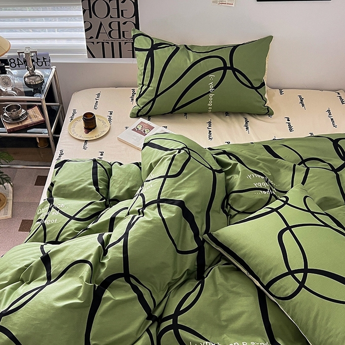 91家纺网 家纺一手货源 找家纺 吉象2025新款全棉印花北欧极简四件套系列 极简