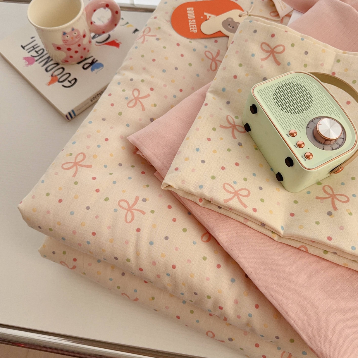 91家纺网 家纺一手货源 找家纺 于果 2025新款全棉双层纱夏被四件套 奶油派