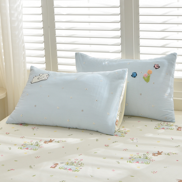 91家纺网 家纺一手货源 找家纺 乐窝家纺仓储 2025新款全棉纯棉毛巾绣四件套 小兔子