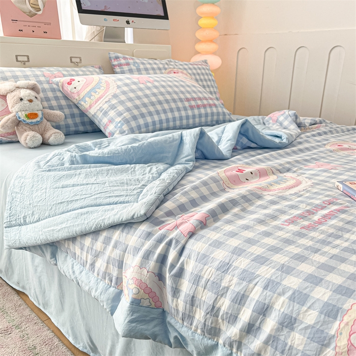 91家纺网 家纺一手货源 找家纺 美梦里 2025新款A类水洗棉棉花夏被 夏凉被空调被 喵喵慕斯