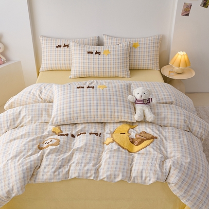 （总）爱思佳2025新款全棉双层纱毛巾绣系列四件套