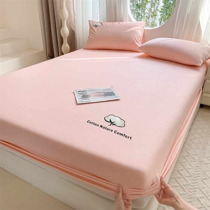 91家纺网 家纺一手货源 找家纺 布卢姆床垫 2025新款全棉烫画全棉老粗布床笠 棉朵-珊瑚粉