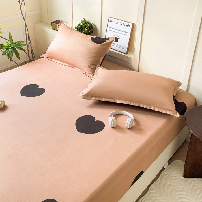 91家纺网 家纺一手货源 找家纺 朵朵家纺 2025新款亲肤棉芦荟棉床笠单床笠，磨毛床笠，印花床笠（可定制尺寸 ） 比心