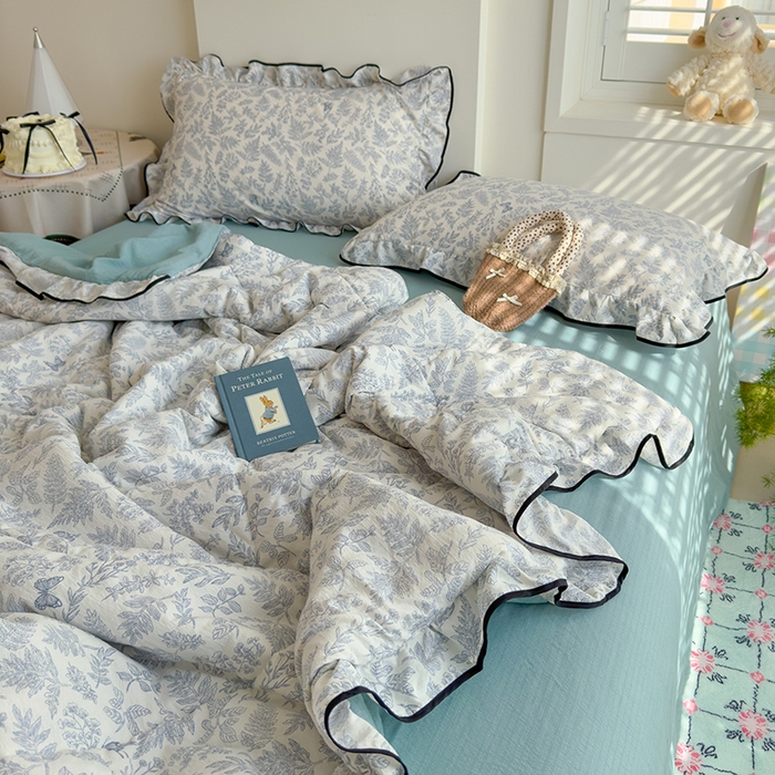 91家纺网 家纺一手货源 找家纺 慕尚 2025新款云感棉花边夏凉被空调被 蝶恋