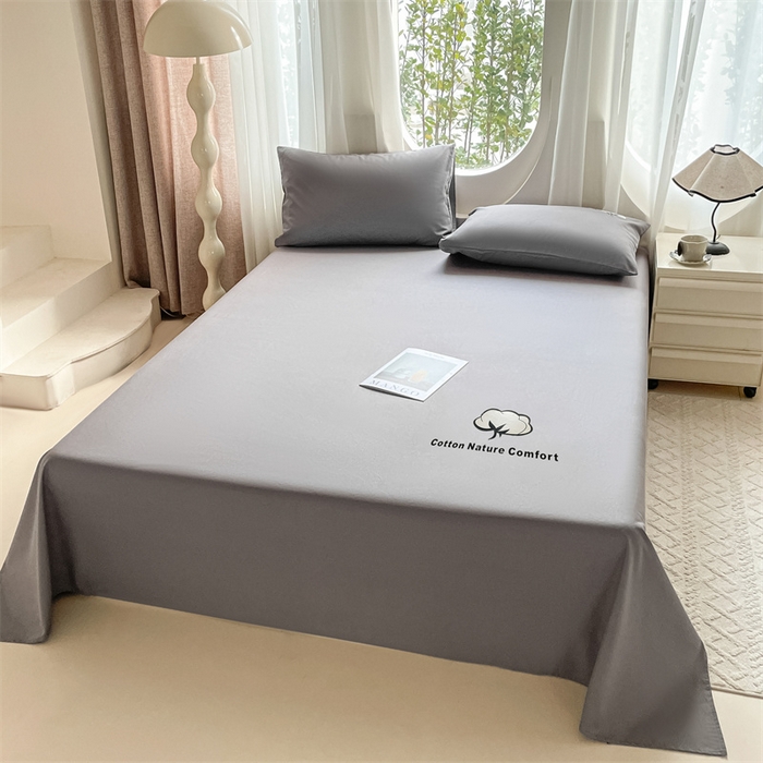 91家纺网 家纺一手货源 找家纺 布卢姆床垫 2025新款全棉纯棉烫画全棉老粗布床单凉席 棉朵-深灰