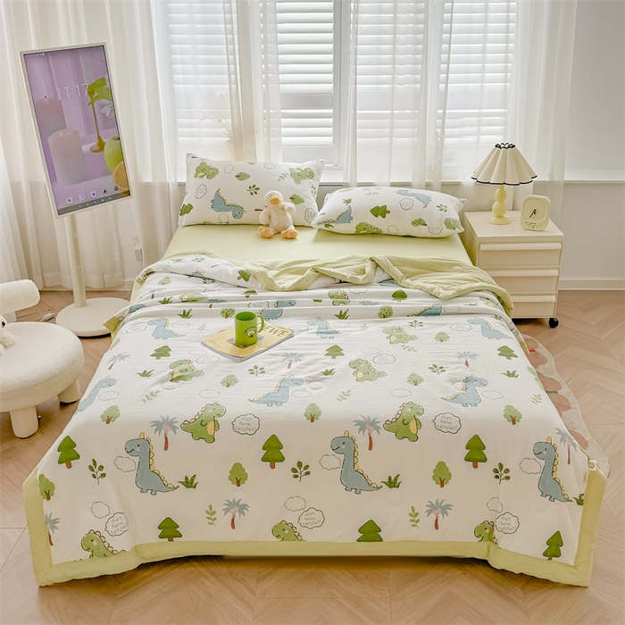 91家纺网 家纺一手货源 找家纺 美梦里 2025新款A类水洗棉棉花夏被 夏凉被空调被 小恐龙