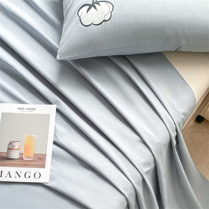 91家纺网 家纺一手货源 找家纺 布卢姆床垫 2025新款全棉纯棉烫画全棉老粗布床单凉席 棉朵-蓝灰