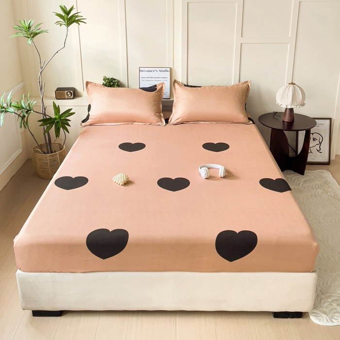 91家纺网 家纺一手货源 找家纺 朵朵家纺 2025新款亲肤棉芦荟棉床笠单床笠，磨毛床笠，印花床笠（可定制尺寸 ） 比心