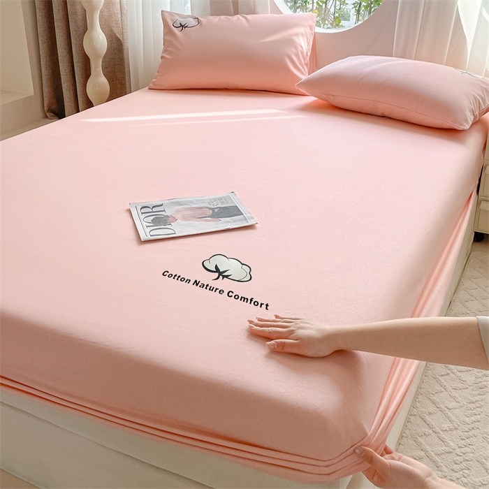 91家纺网 家纺一手货源 找家纺 布卢姆床垫 2025新款全棉烫画全棉老粗布床笠 棉朵-珊瑚粉