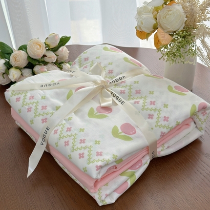 91家纺网 家纺一手货源 找家纺 （总）黛馨  2025新款全棉A类小清新双层纱四件套