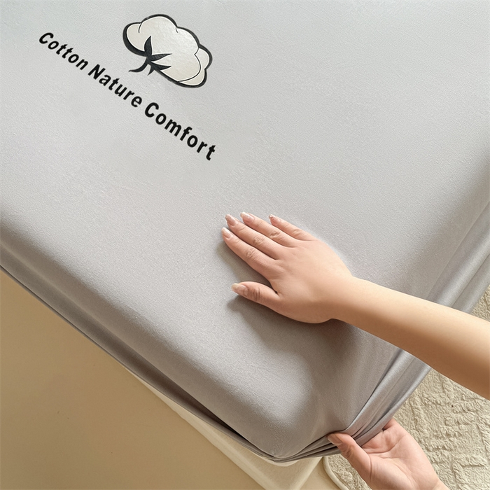 91家纺网 家纺一手货源 找家纺 布卢姆床垫 2025新款全棉烫画全棉老粗布床笠 棉朵-浅灰