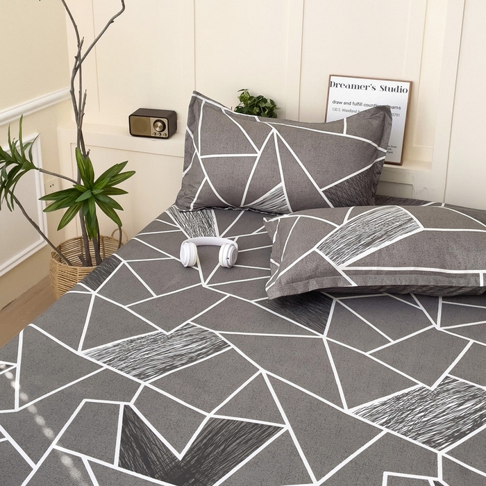 91家纺网 家纺一手货源 找家纺 朵朵家纺 2025新款亲肤棉芦荟棉床笠单床笠，磨毛床笠，印花床笠（可定制尺寸 ） 爱尚灰