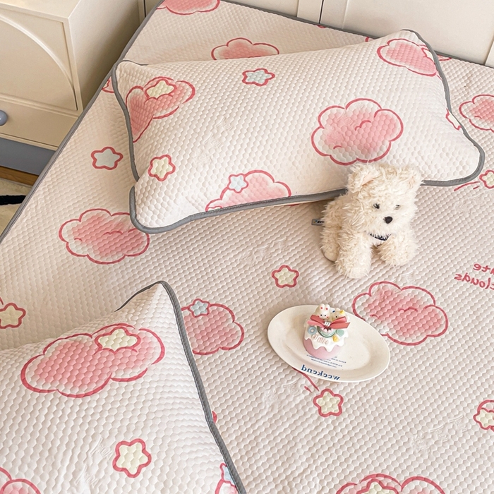 91家纺网 家纺一手货源 找家纺 川悦生活 2025新款大版冰豆豆凉豆豆凉席 粉星星