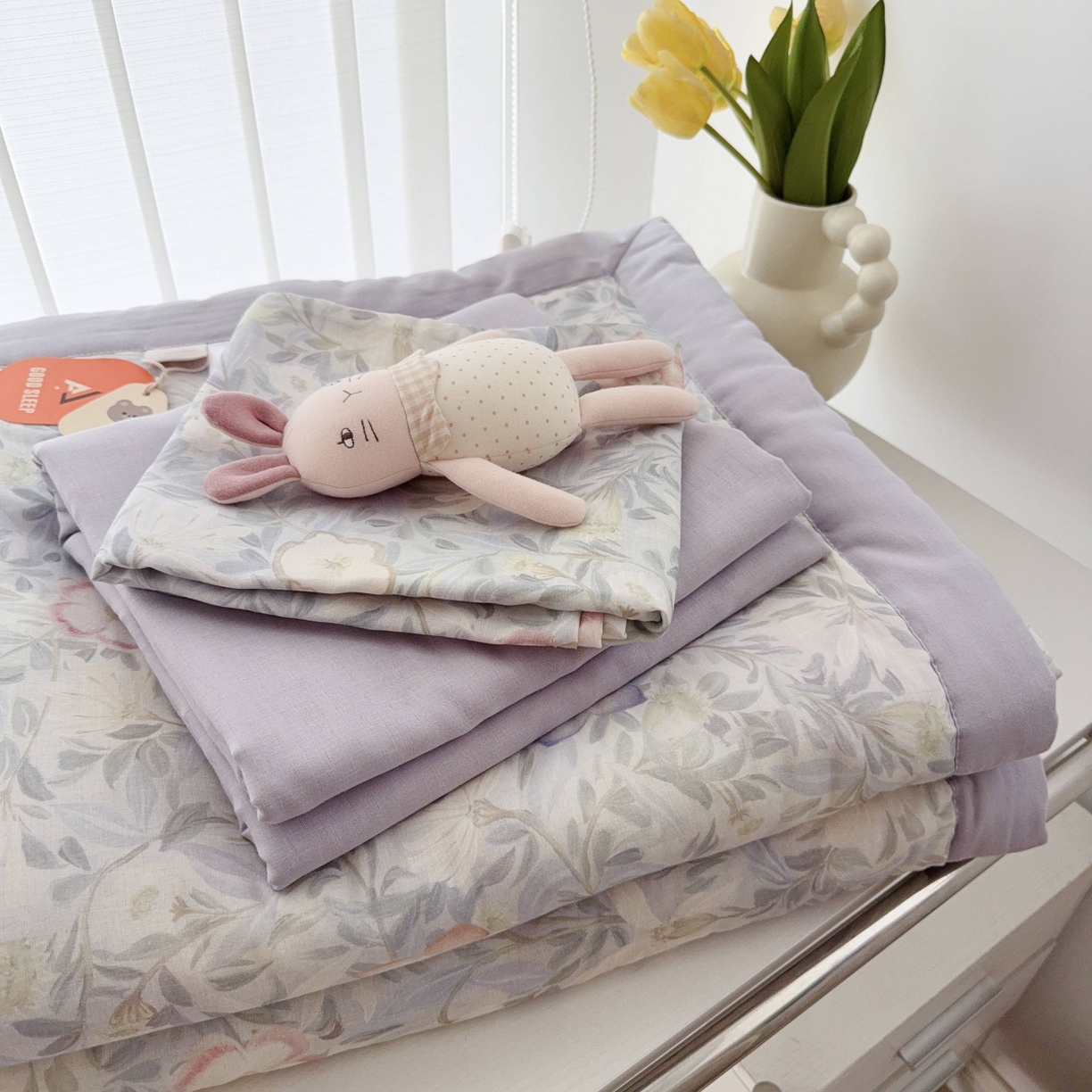 91家纺网 家纺一手货源 找家纺 于果 2025新款全棉双层纱夏被四件套 野漫蓝