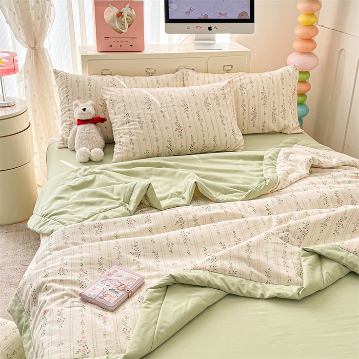 91家纺网 家纺一手货源 找家纺 美梦里 2025新款A类水洗棉棉花夏被 夏凉被空调被 花间