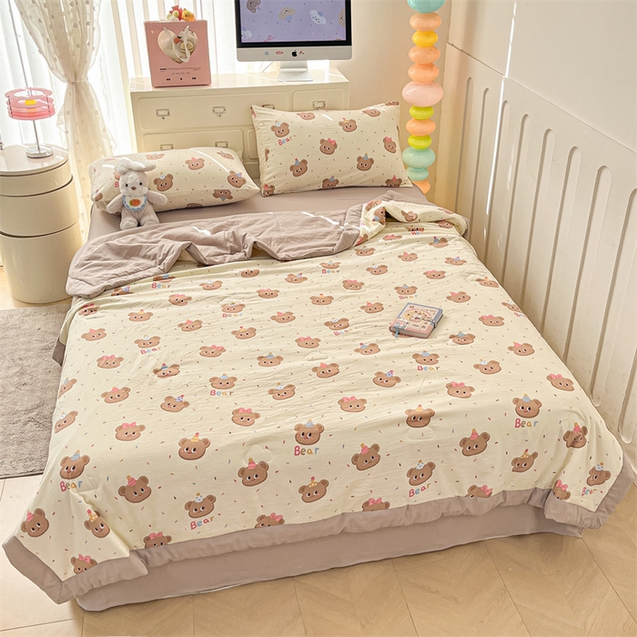 91家纺网 家纺一手货源 找家纺 美梦里 2025新款A类水洗棉棉花夏被 夏凉被空调被 小熊泡芙