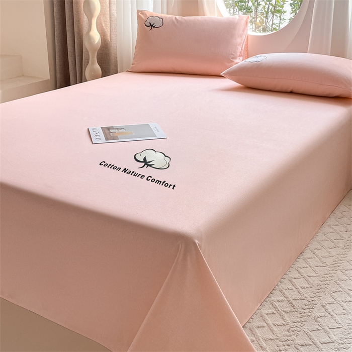 91家纺网 家纺一手货源 找家纺 布卢姆床垫 2025新款全棉纯棉烫画全棉老粗布床单凉席 棉朵-珊瑚粉