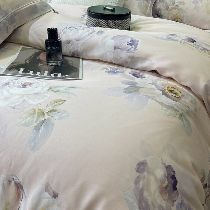 91家纺网 家纺一手货源 找家纺 莱豫2025新款50支莱赛尔天丝四件套 紫雾