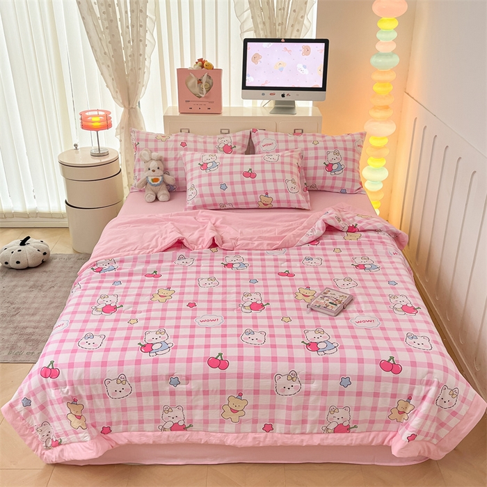 91家纺网 家纺一手货源 找家纺 美梦里 2025新款A类水洗棉棉花夏被 夏凉被空调被 甜心樱桃