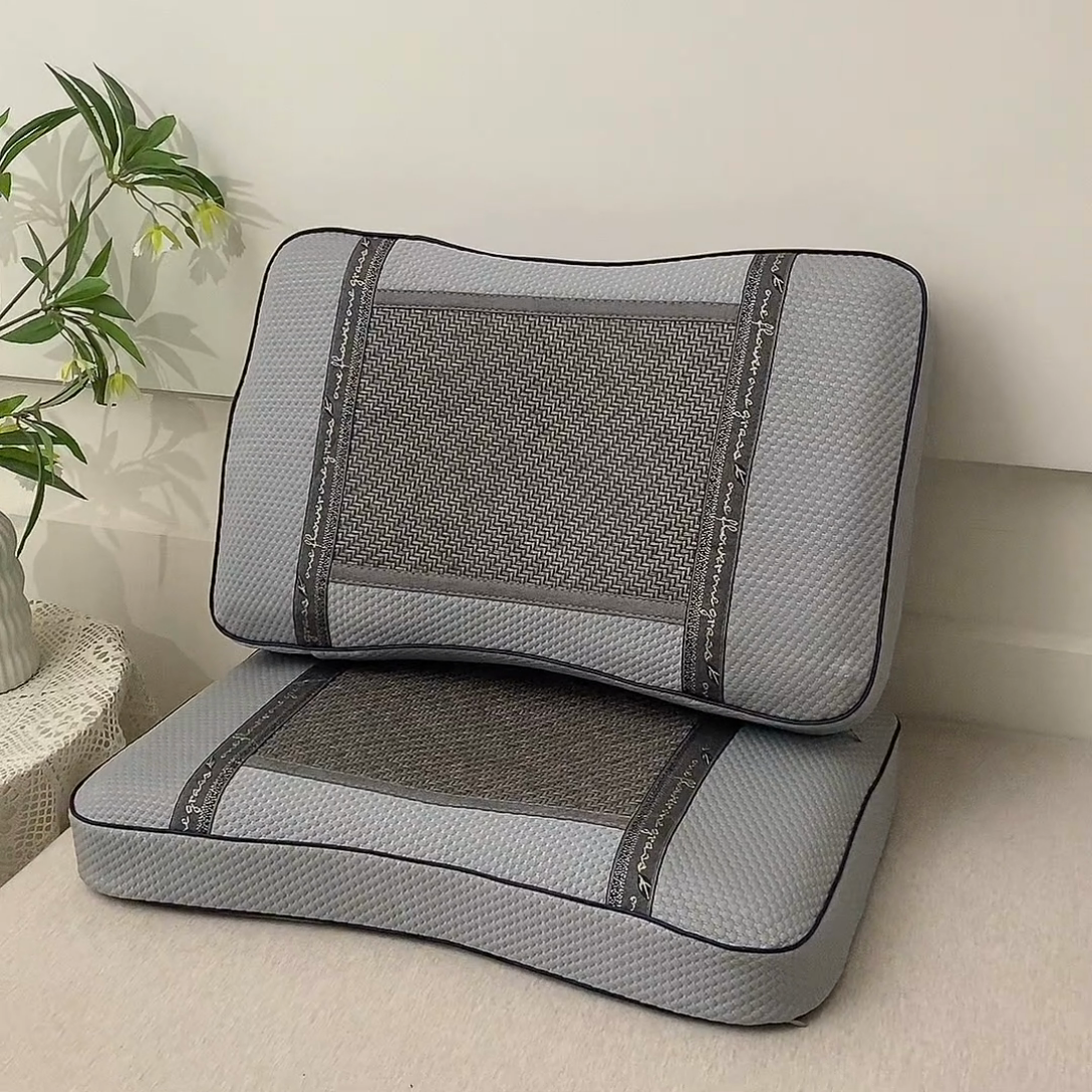 91家纺网 家纺一手货源 找家纺 纽乐家纺 2025夏季夏凉凉席枕芯冰丝冰藤护颈椎记忆棉枕头助睡眠冰藤枕头枕芯 冰丝冰藤记忆枕-浅灰 35x55cm/只