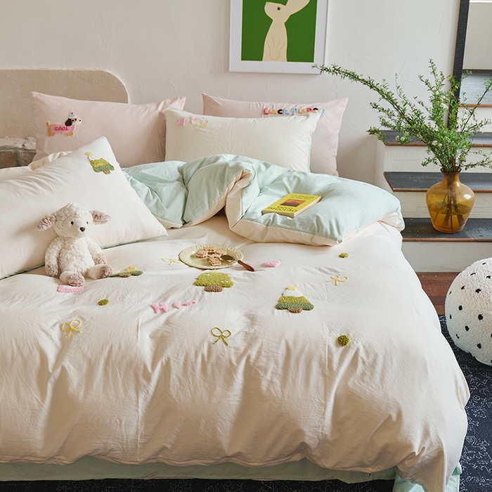 91家纺网 家纺一手货源 找家纺 （总）鑫喜莱家纺 2025新款水洗棉毛巾绣四件套场景二【全系图有买家秀文件】