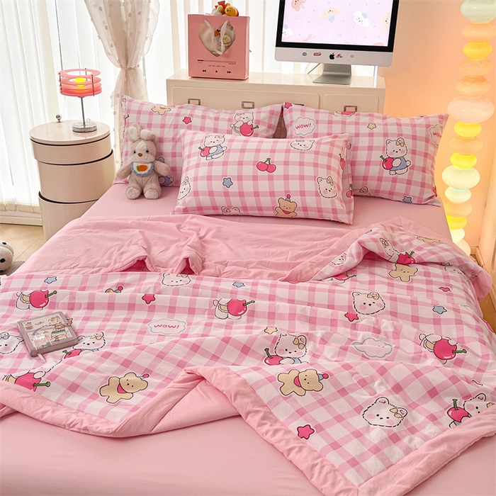 91家纺网 家纺一手货源 找家纺 美梦里 2025新款A类水洗棉棉花夏被 夏凉被空调被 甜心樱桃