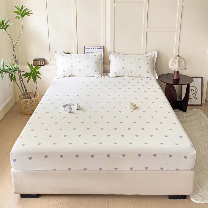 91家纺网 家纺一手货源 找家纺 朵朵家纺 2025新款亲肤棉芦荟棉床笠单床笠，磨毛床笠，印花床笠（可定制尺寸 ） 爱心灰