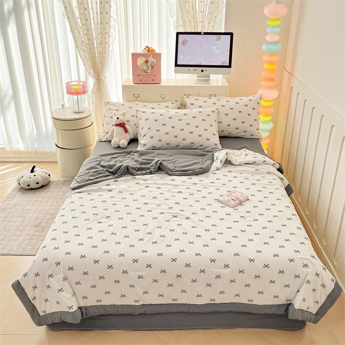 91家纺网 家纺一手货源 找家纺 美梦里 2025新款A类水洗棉棉花夏被 夏凉被空调被 蝴蝶结