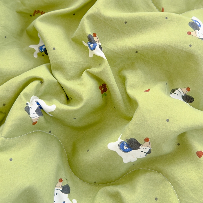 91家纺网 家纺一手货源 找家纺 美派工厂店2025新款水洗邹邹纱夏被 一只绿狗