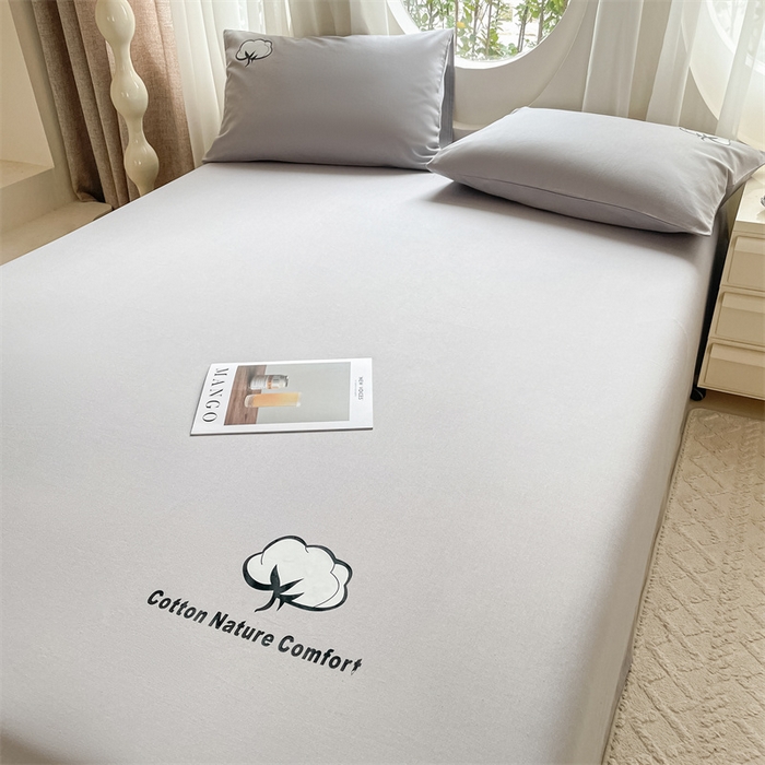 91家纺网 家纺一手货源 找家纺 布卢姆床垫 2025新款全棉纯棉烫画全棉老粗布床单凉席 棉朵-浅灰