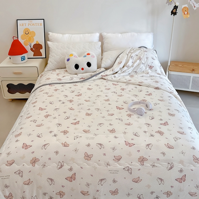 91家纺网 家纺一手货源 找家纺 兜米  2025夏季A类针织棉夏凉被小清新卡通双面针织棉空调被子被芯 小蝴蝶